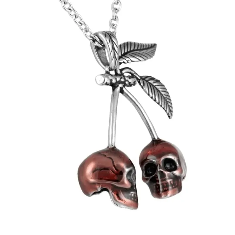 Pendentif moto - Cerise tête de mort (Avec chaine)