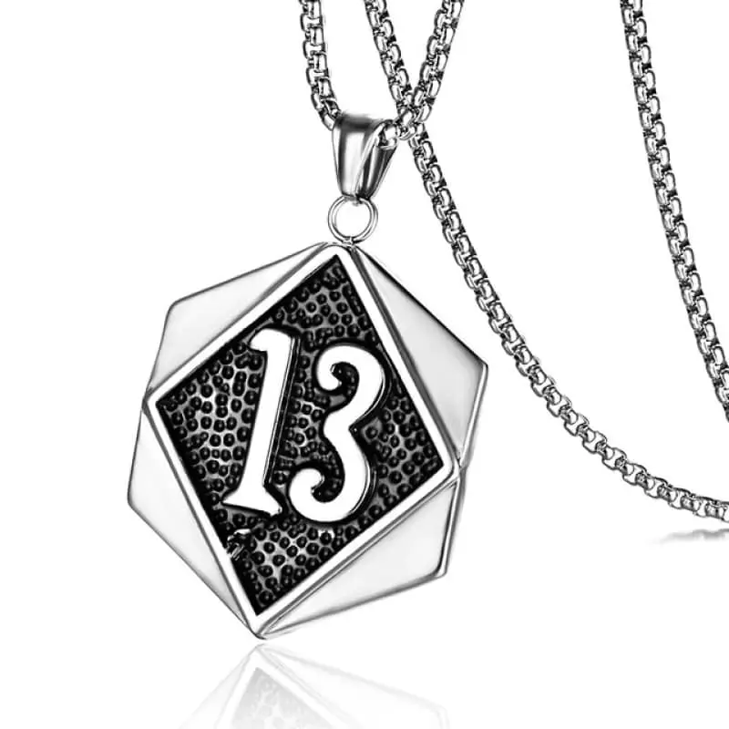 Pendentif moto - Lucky 13 (Avec chaine)