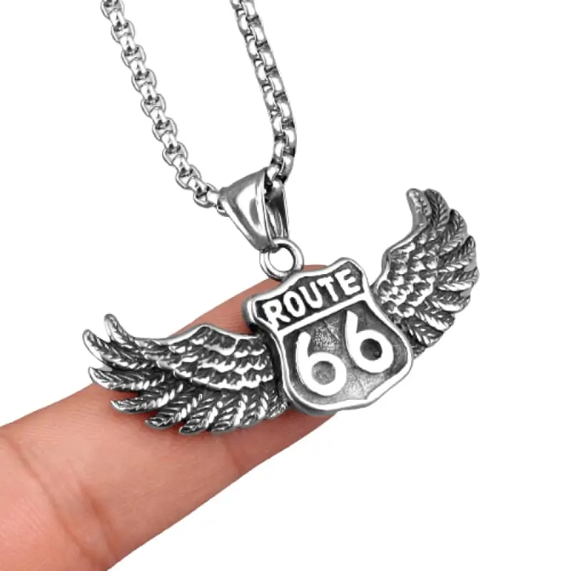 Pendentif moto - Route 66 (Avec chaine)