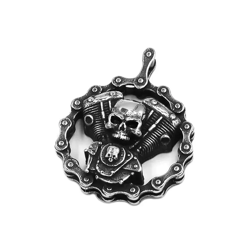 Pendentif moto - Skull Motorcycle (Avec chaine)