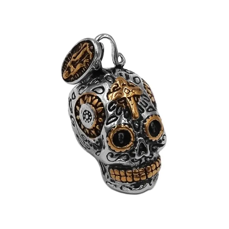 Pendentif moto - Tête de mort mexicaine (Avec chaine)