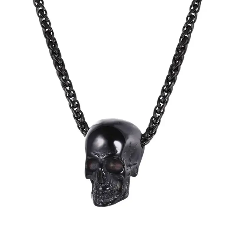 Pendentif moto - Tête de mort noir (Avec chaine)