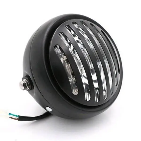 Phare rond moto avec grille