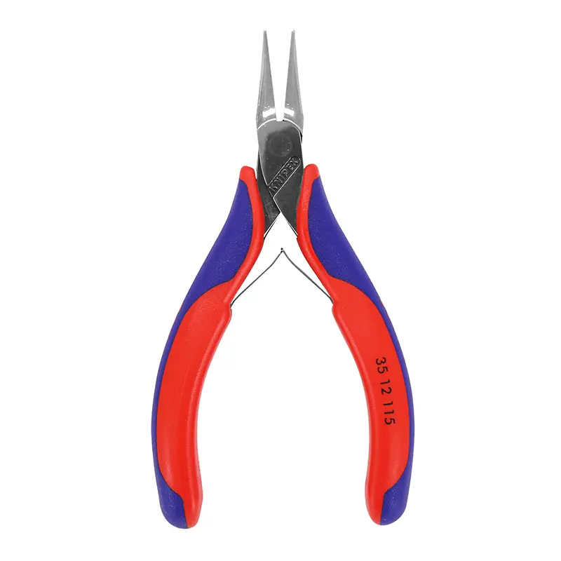 Pince A Bec Plat Pro Knipex 115 mm Chrome Avec Poignée Ergonomique (Ideal Pour Les Travaux De Precision) (35 12 115) -Made In Germany-