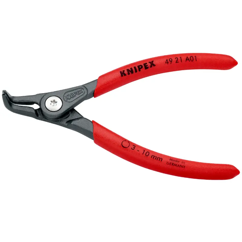 Pince A Circlips Extérieur Pro Knipex 140 mm Diam Circlips 3 A 10 mm Gris Antirouille Pointe 0,9 mm (Coudée) (49 21 A01) -Made In Germany-