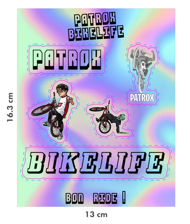 Planche de stickers holographique Patrox Bikelife