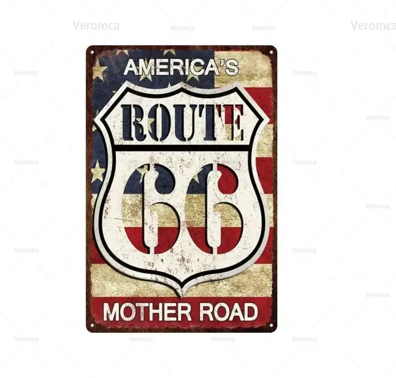Plaque métallique Route 66