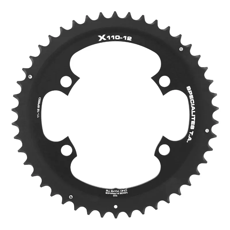 Plateau Route 4 branches Ø 110 Pour Shimano Ultegra R8100-8170 Dura-Ace R9200-9270 105 R7100 Ta X110 50 dents Extérieur Noir 12V. (Penser A Commander Le Kit Intravis Correspondant)
