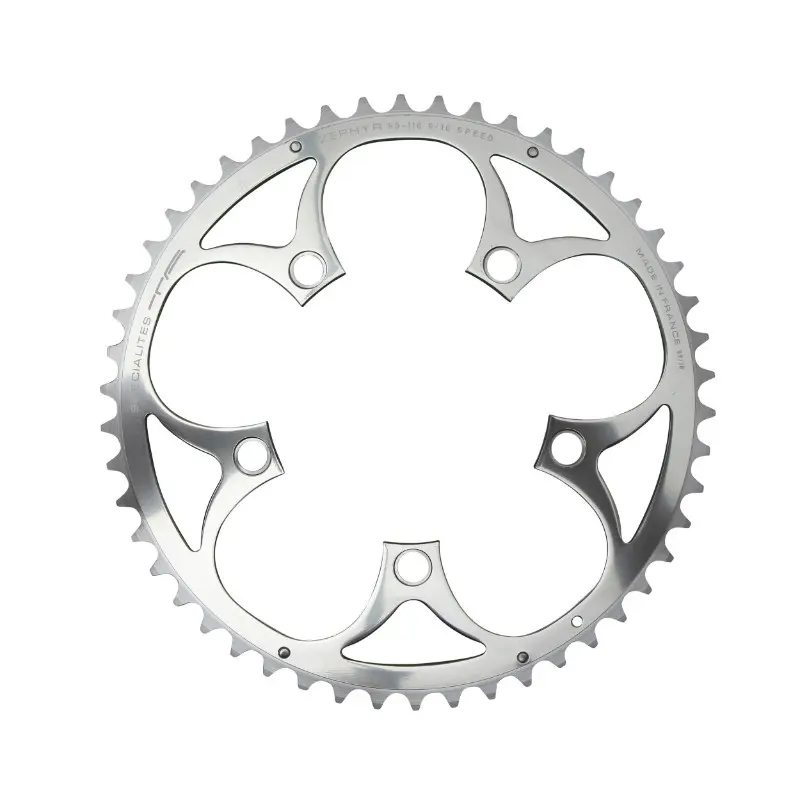 Plateau Route 5 branches Ø 110 Ta Zephyr 46 dents Extérieur Argent Alu 7075 Type Shimano 9-10V.