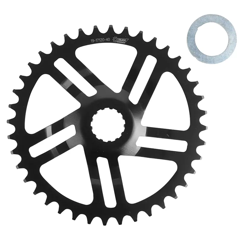 Plateau VAE-E-Bike Direct Mount Pour Bosch Esjot 40 dents Mono Noir Acier (2.38 - 1-2X3-32" - 5.65 1-2X11-128") (3Ème Generation) Sans Rondelle De Deport 2.8 mm Avec 5.8 mm