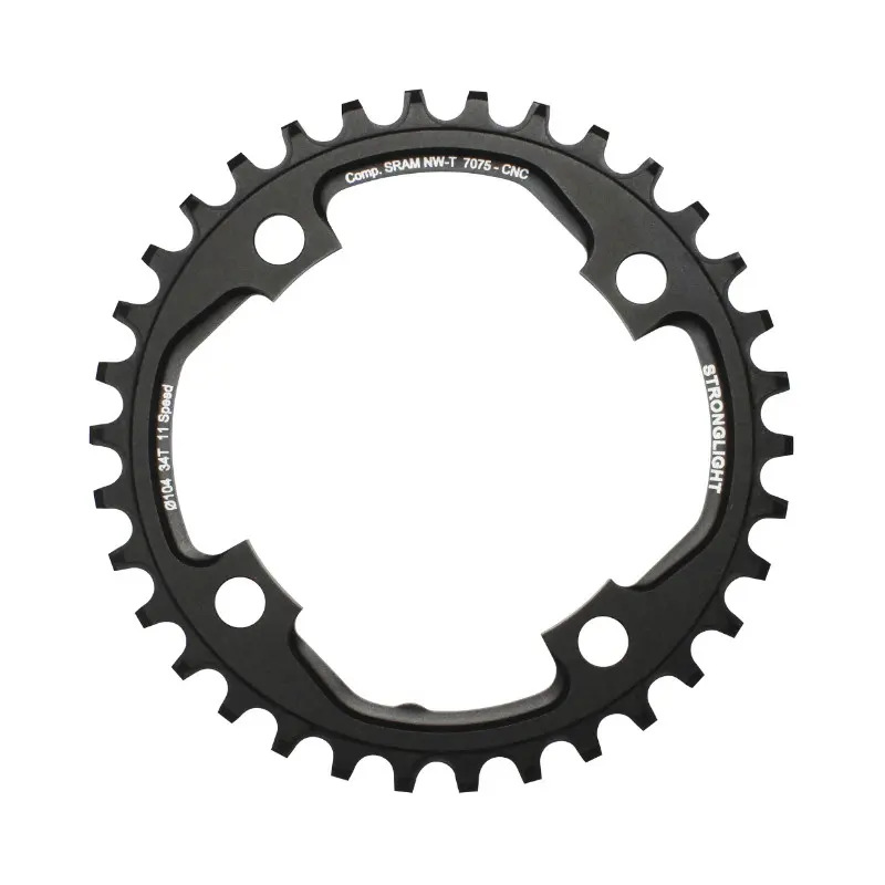 Plateau VTT 4 branches Ø 104 Pour Sram Xo1 Stronglight 34 dents Mono Noir Alu 7075 11V. Narrow Wide - Épaisseur 5 mm