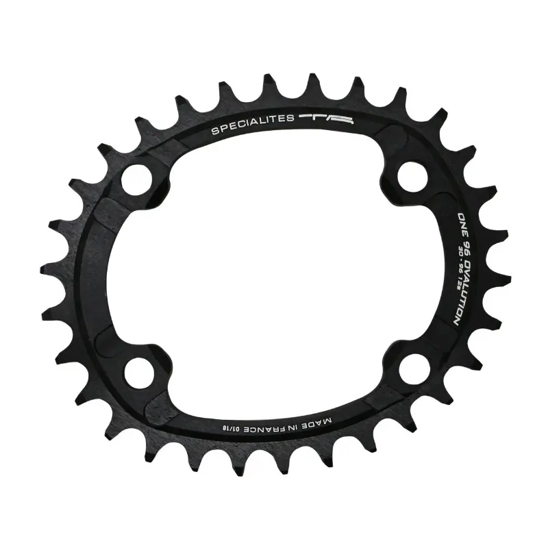 Plateau VTT 4 branches Ø 96 Pour Shimano Slx7000- Xt8000- Xtr9000 Ta One Ovalution 30 dents Mono Noir Mat Alu 10-11-12V. Narrow Wide (Compatible Toute Chaîne 12V Sauf Shimano)