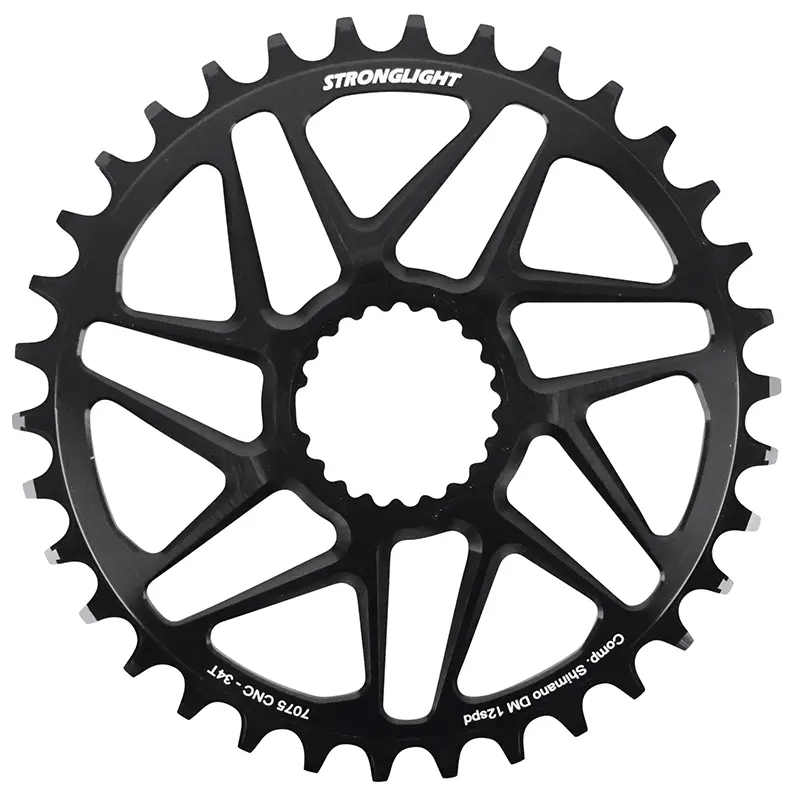 Plateau VTT Direct Mount Pour Shimano Fc-M6100-M6120-M6130-Fc-M7100-M7120-M7130-Fc-M8100-M8120-M8130 Stronglight Mono Alu Noir 34 dents - Deport 3 mm 12V.