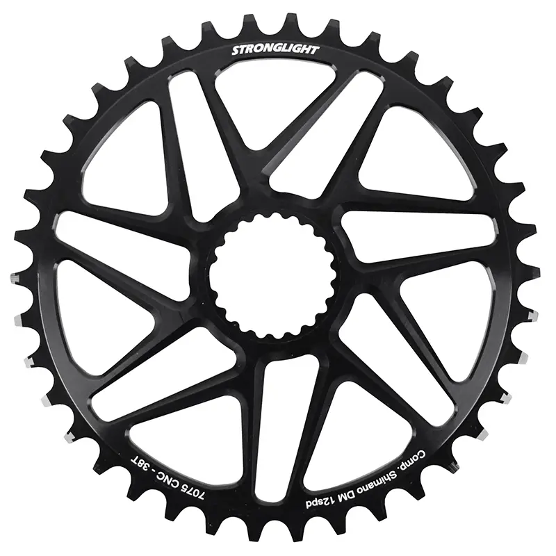 Plateau VTT Direct Mount Pour Shimano Fc-M6100-M6120-M6130-Fc-M7100-M7120-M7130-Fc-M8100-M8120-M8130 Stronglight Mono Alu Noir 38 dents - Deport 3 mm 12V.