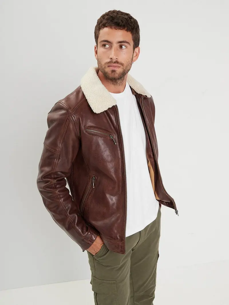 Platon - Blouson cuir aviateur homme