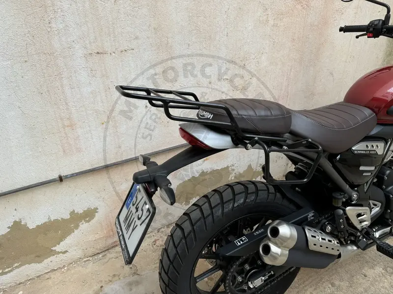 Porte-bagage noir satiné Poderosa – Triumph Scrambler 400X / Speed 400