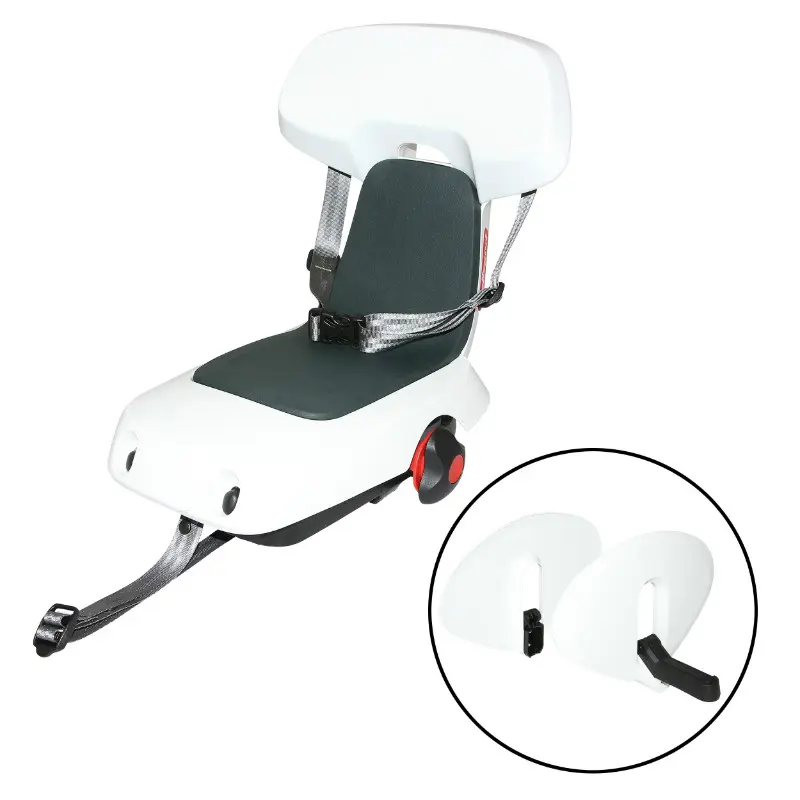 Porte Bebe-Siege Enfant Arrière Polisport A Fixer Sur Porte Bagage Fixation Etau Guppy Junior Blanc Coussin Gris (6Ans - Jusqu'A 35 Kg) Homologué - En Boite Individuelle -