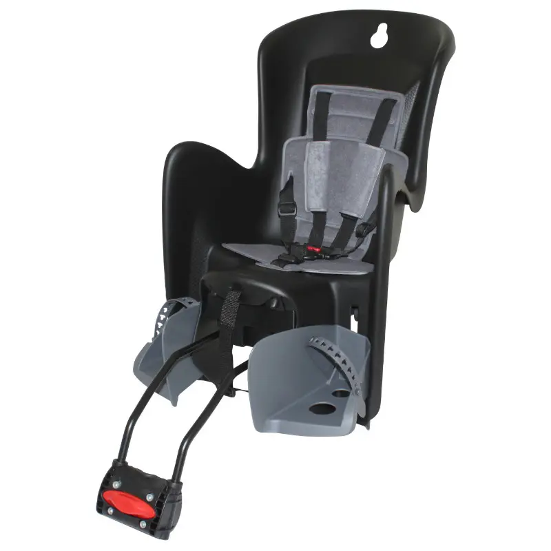 Porte Bebe-Siege Enfant Arrière Polisport Inclinable A Fixer Sur Cadre Bilby Rs Noir Coussin Gris (9 A 22Kgs) Homologué En 14344