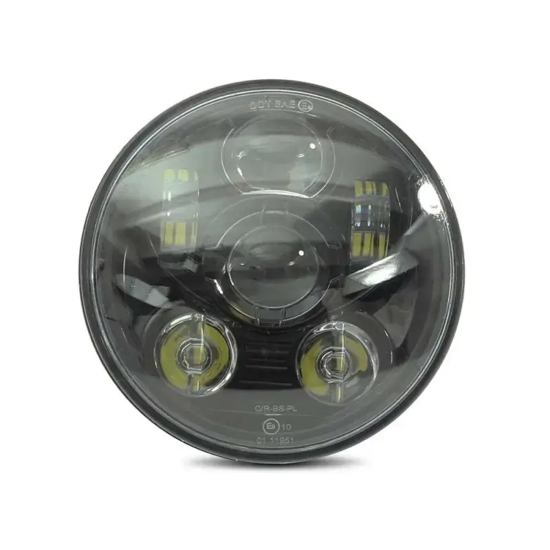 Projecteur LED moto 5,75 pouces avec Adaptateur H4-H13 compatible avec Harley Davidson  noir