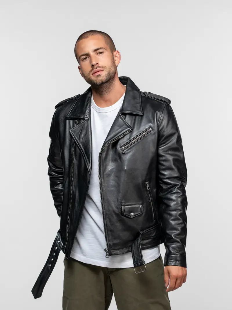 Rick - Biker cuir homme noir