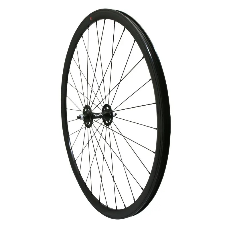 Roue Route - Fixie Patin P2R Noir Avant Avec Écrous Jante 17C Profil 28 mm