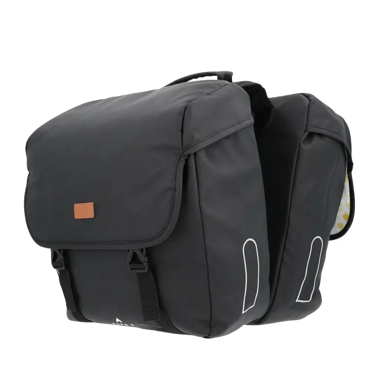 Sacoche Arrière Vélo Double Hapo.G 2X13,5L Noir (35X34X13 cm) - Fixation Sangles Reglables Et Velcros Sur Porte Bagage
