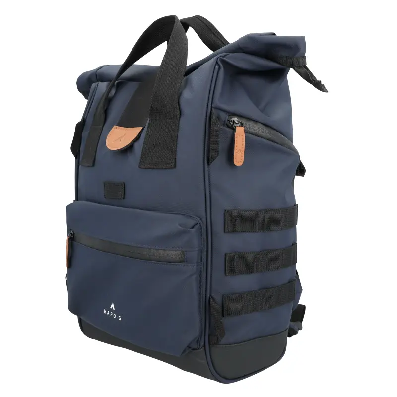 Sacoche Arrière Vélo Hapo.G Roll-Top Bleu Medium Convertible Sac A Dos (53X26X16 cm) (Vendu A L'Unite) - Fixation Crochets Sur Porte Bagage