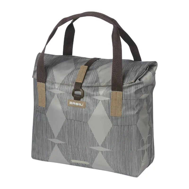 Sacoche Arrière Vélo Laterale Sac Bandouliere Basil City Shopper Elegance Taupe Droit-Gauche 20-26L Fixation Hook-On Porte Bagage Fermeture Pliant Anti-Pluie