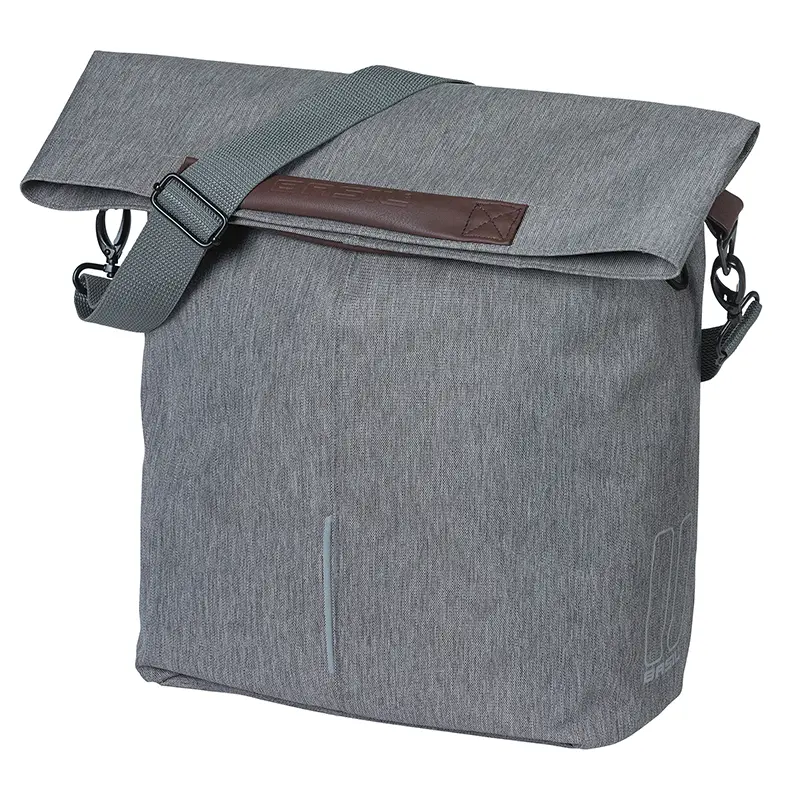 Sacoche Arrière Vélo Laterale Sac Bandouliere Basil City Shopper Gris Clair Droit-Gauche 14-16L Fixation Mik Hooks Porte Bagage Fermeture Pliant Anti-Pluie
