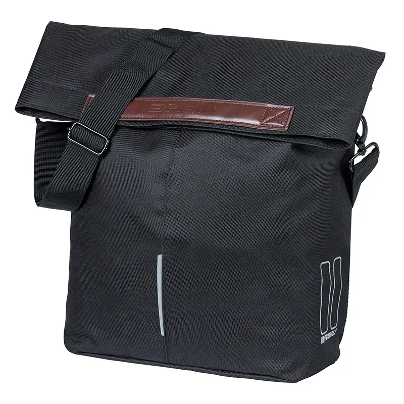 Sacoche Arrière Vélo Laterale Sac Bandouliere Basil City Shopper Noir Droit-Gauche 14-16L Fixation Mik Hooks Porte Bagage Fermeture Pliant Anti-Pluie
