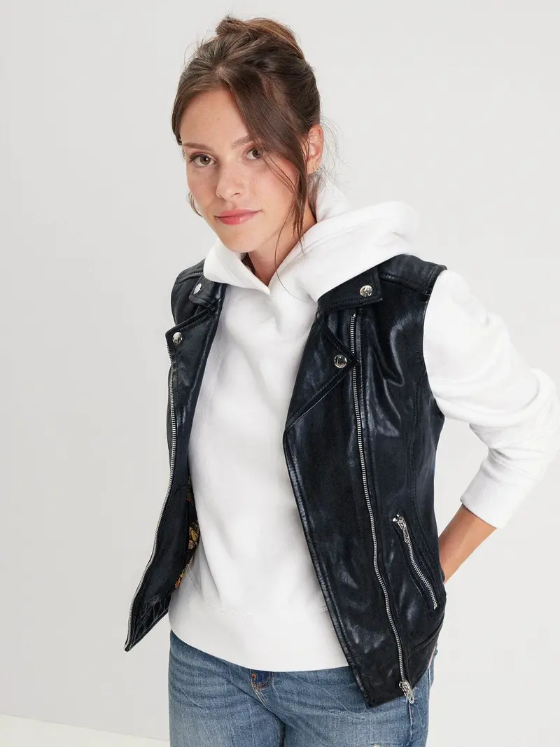Sarah - Veste cuir sans manche