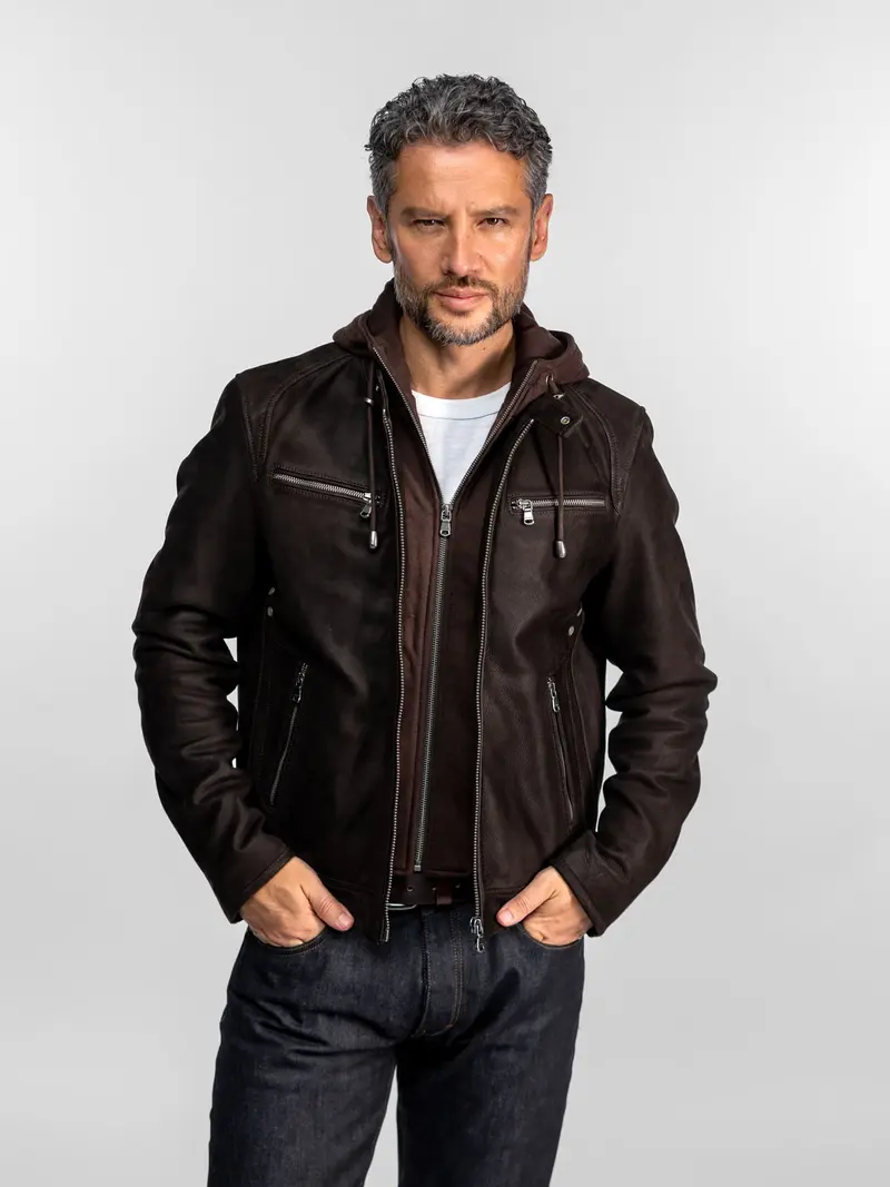 Scaroni madisson - Blouson cuir homme marron