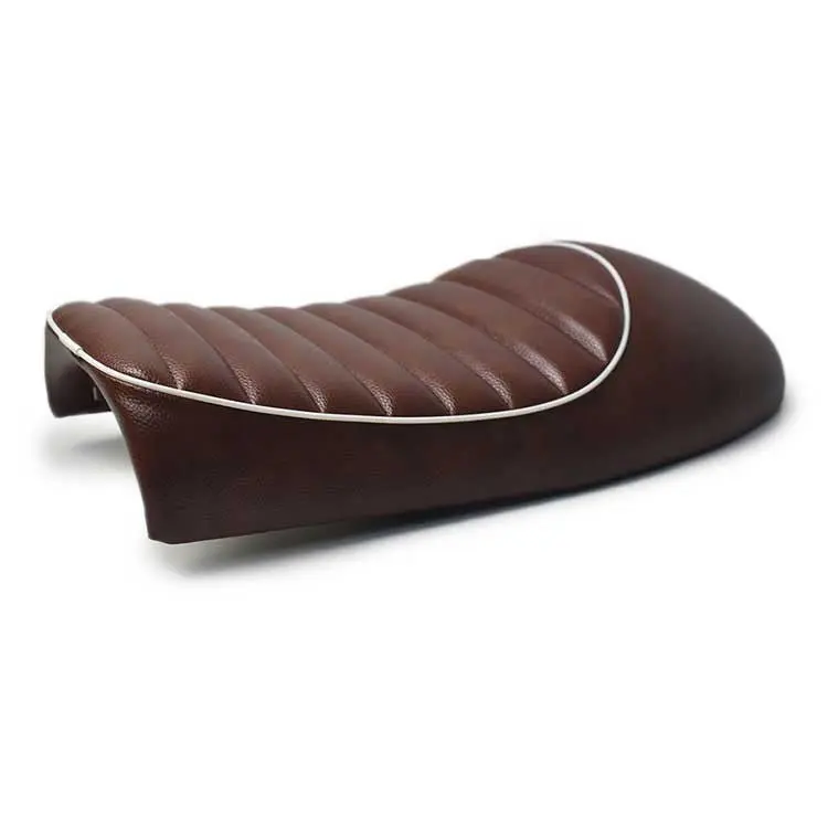 Selle Café Racer MARRON Foncé & Détour Blanc Universelle