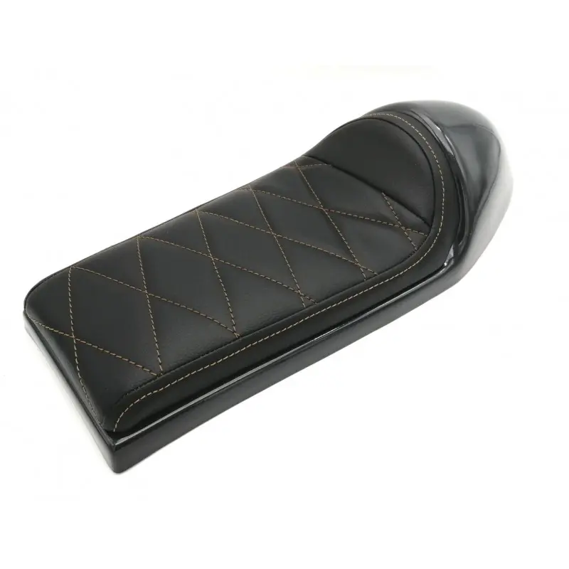 Selle coque café racer noire couture marron | C.Racer