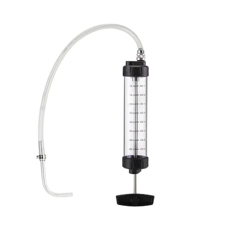 Seringue Huile-Petrole-Gazole-Fuel Pressol Transparent Gradue 500 Ml Avec Flexible Et Bec Coudé (Vendu A L'Unite)