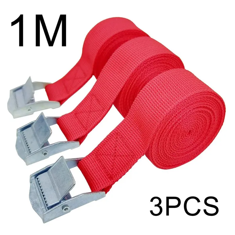 Set de 3 sangles d'arrimage moto 1 mètre - Rouge