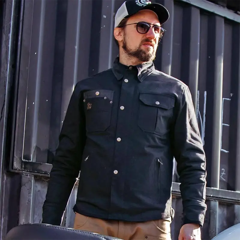 Sur-chemise moto noire RUNAWAY RIDING SHIRT CE AA | Age of Glory