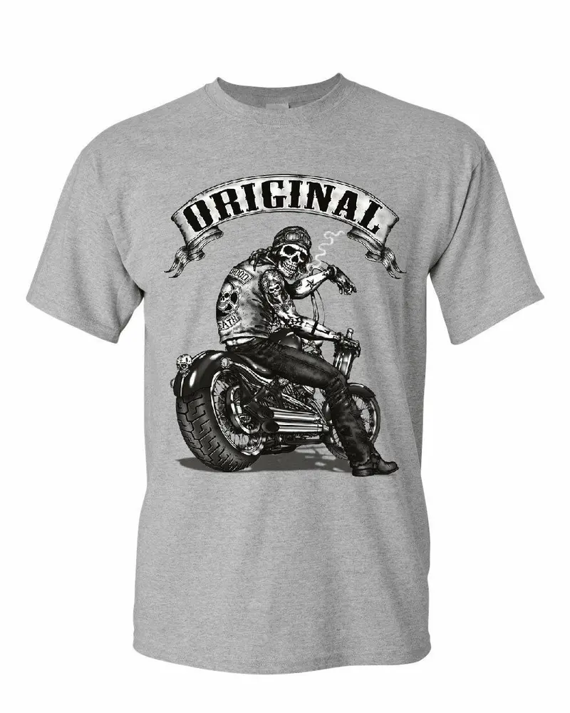 T-shirt biker - Original skull gris