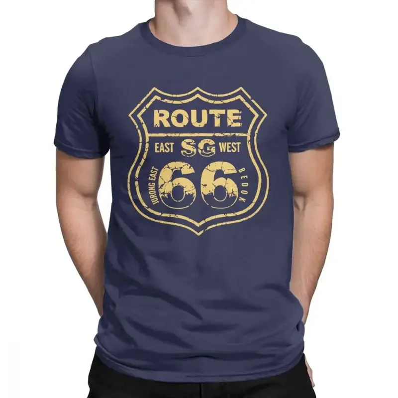 T-shirt moto - Route 66 SG bleu