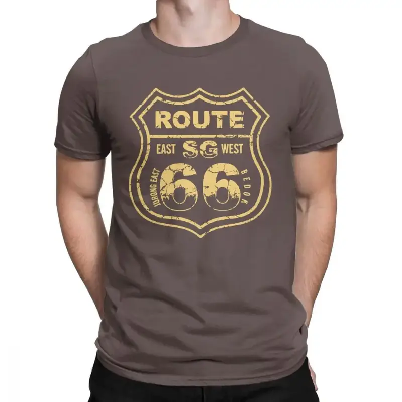 T-shirt moto - Route 66 SG marron