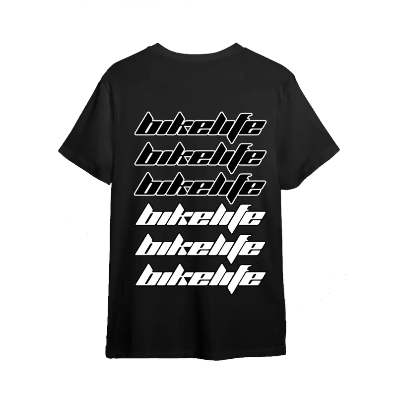 Tee-shirt dégradé BIKELIFE noir et blanc logo dos
