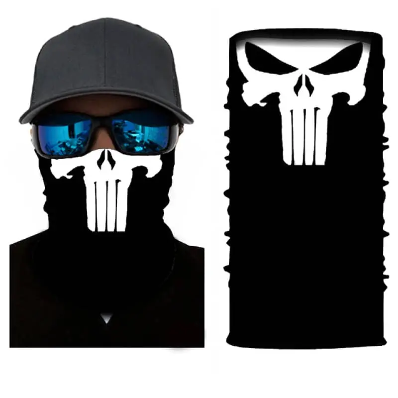 Tour de cou moto - Punisher blanc